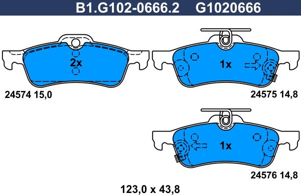 Galfer B1.G102-0666.2 - Bremžu uzliku kompl., Disku bremzes adetalas.lv