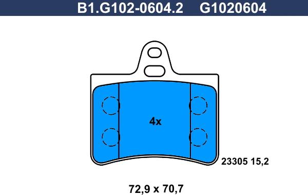 Galfer B1.G102-0604.2 - Bremžu uzliku kompl., Disku bremzes adetalas.lv