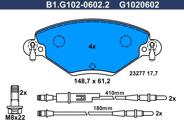 Galfer B1.G102-0602.2 - Bremžu uzliku kompl., Disku bremzes adetalas.lv