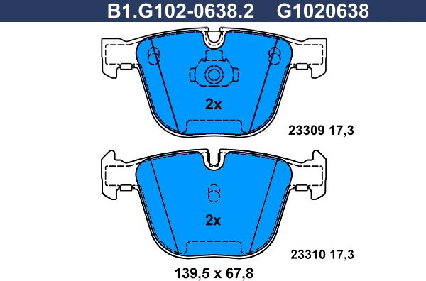 Galfer B1.G102-0638.2 - Bremžu uzliku kompl., Disku bremzes adetalas.lv