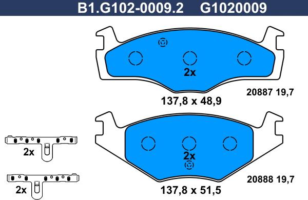 Galfer B1.G102-0009.2 - Bremžu uzliku kompl., Disku bremzes adetalas.lv