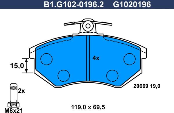 Galfer B1.G102-0196.2 - Bremžu uzliku kompl., Disku bremzes adetalas.lv