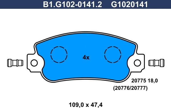 Galfer B1.G102-0141.2 - Bremžu uzliku kompl., Disku bremzes adetalas.lv