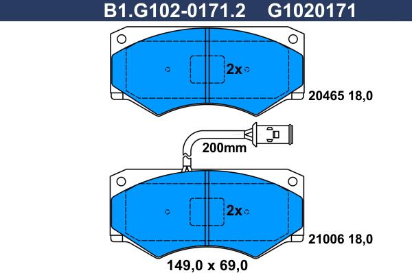 Galfer B1.G102-0171.2 - Bremžu uzliku kompl., Disku bremzes adetalas.lv