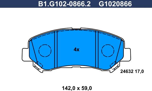 Galfer B1.G102-0866.2 - Bremžu uzliku kompl., Disku bremzes adetalas.lv