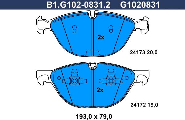 Galfer B1.G102-0831.2 - Bremžu uzliku kompl., Disku bremzes adetalas.lv