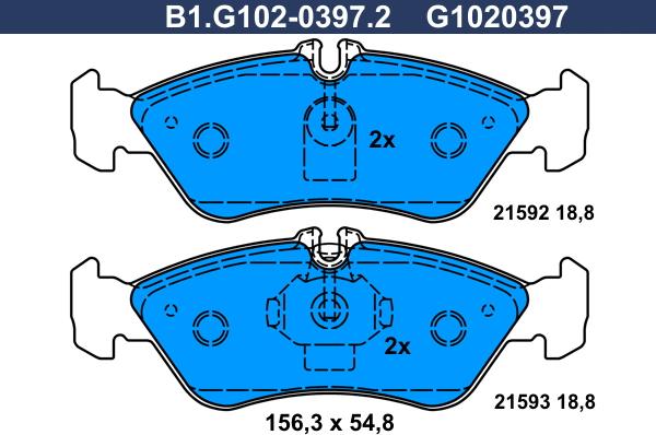 Galfer B1.G102-0397.2 - Bremžu uzliku kompl., Disku bremzes adetalas.lv