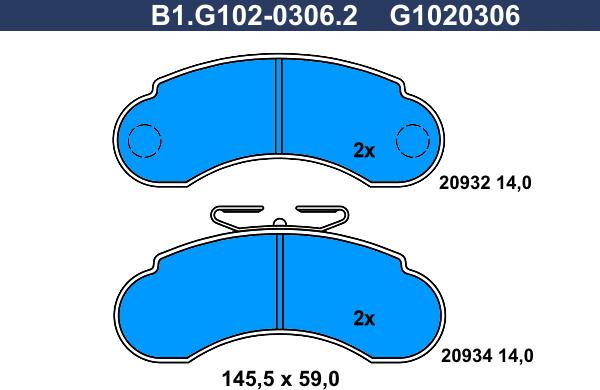 Galfer B1.G102-0306.2 - Bremžu uzliku kompl., Disku bremzes adetalas.lv