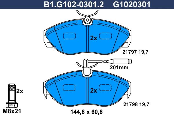 Galfer B1.G102-0301.2 - Bremžu uzliku kompl., Disku bremzes adetalas.lv