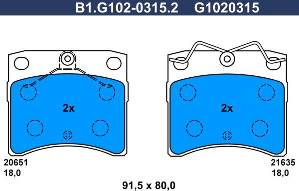 Galfer B1.G102-0315.2 - Bremžu uzliku kompl., Disku bremzes adetalas.lv