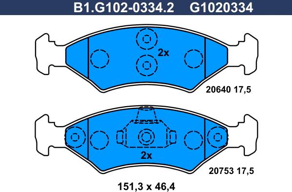 Galfer B1.G102-0334.2 - Bremžu uzliku kompl., Disku bremzes adetalas.lv