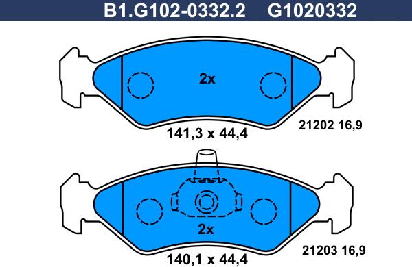 Galfer B1.G102-0332.2 - Bremžu uzliku kompl., Disku bremzes adetalas.lv