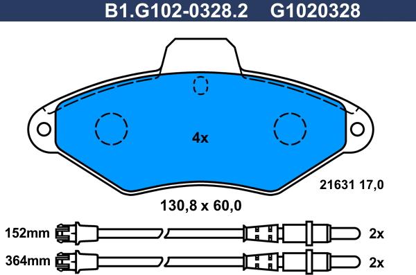 Galfer B1.G102-0328.2 - Bremžu uzliku kompl., Disku bremzes adetalas.lv