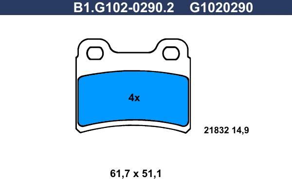 Galfer B1.G102-0290.2 - Bremžu uzliku kompl., Disku bremzes adetalas.lv