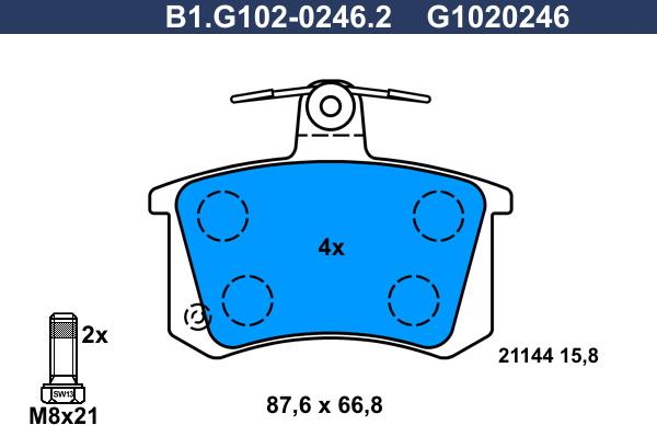 Galfer B1.G102-0246.2 - Bremžu uzliku kompl., Disku bremzes adetalas.lv