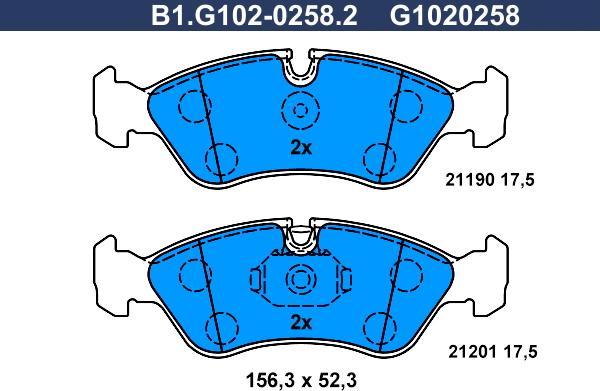 Galfer B1.G102-0258.2 - Bremžu uzliku kompl., Disku bremzes adetalas.lv