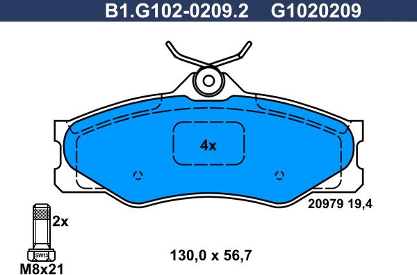 Galfer B1.G102-0209.2 - Bremžu uzliku kompl., Disku bremzes adetalas.lv