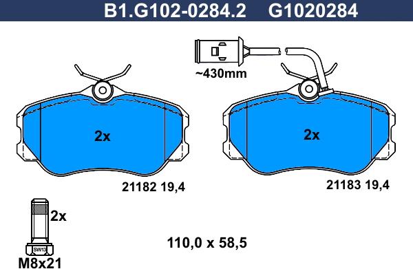 Galfer B1.G102-0284.2 - Bremžu uzliku kompl., Disku bremzes adetalas.lv