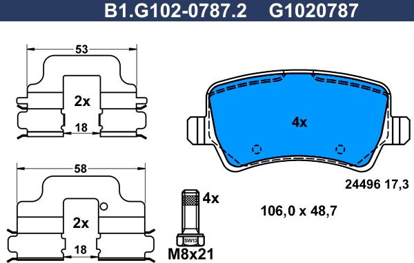 Galfer B1.G102-0787.2 - Bremžu uzliku kompl., Disku bremzes adetalas.lv