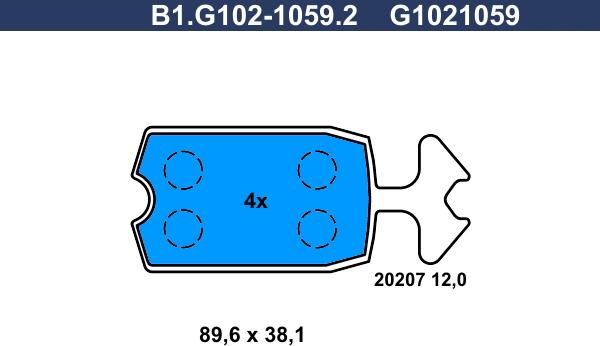 Galfer B1.G102-1059.2 - Bremžu uzliku kompl., Disku bremzes adetalas.lv