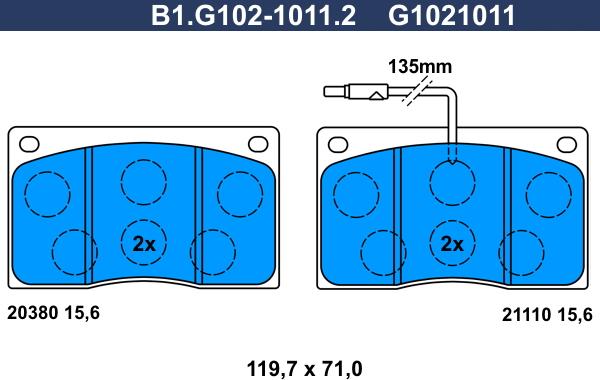 Galfer B1.G102-1011.2 - Bremžu uzliku kompl., Disku bremzes adetalas.lv