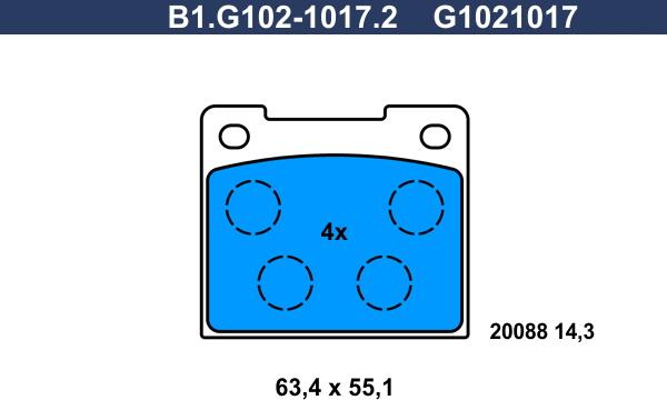 Galfer B1.G102-1017.2 - Bremžu uzliku kompl., Disku bremzes adetalas.lv