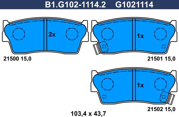 Galfer B1.G102-1114.2 - Bremžu uzliku kompl., Disku bremzes adetalas.lv