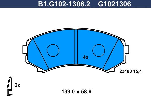 Galfer B1.G102-1306.2 - Bremžu uzliku kompl., Disku bremzes adetalas.lv