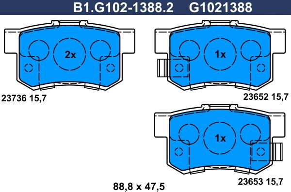 Galfer B1.G102-1388.2 - Bremžu uzliku kompl., Disku bremzes adetalas.lv