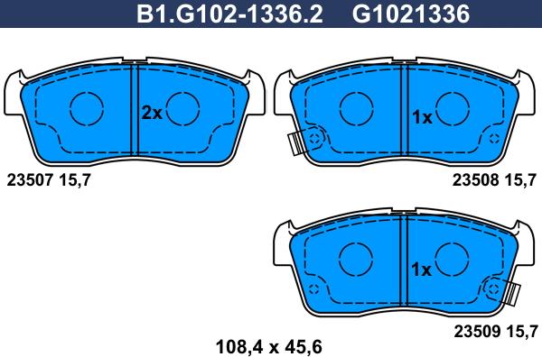 Galfer B1.G102-1336.2 - Bremžu uzliku kompl., Disku bremzes adetalas.lv