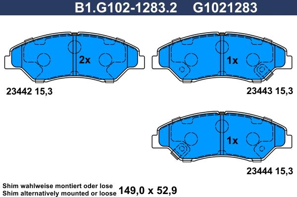 Galfer B1.G102-1283.2 - Bremžu uzliku kompl., Disku bremzes adetalas.lv