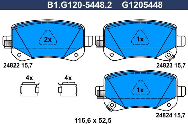 Galfer B1.G120-5448.2 - Bremžu uzliku kompl., Disku bremzes adetalas.lv