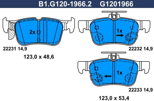 Galfer B1.G120-1966.2 - Bremžu uzliku kompl., Disku bremzes adetalas.lv