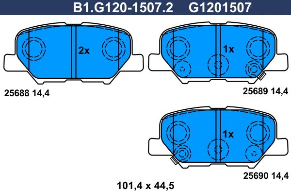 Galfer B1.G120-1507.2 - Bremžu uzliku kompl., Disku bremzes adetalas.lv