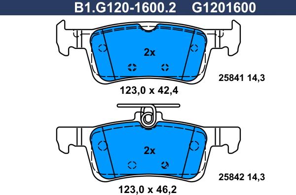 Galfer B1.G120-1600.2 - Bremžu uzliku kompl., Disku bremzes adetalas.lv