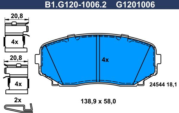 Galfer B1.G120-1006.2 - Bremžu uzliku kompl., Disku bremzes adetalas.lv