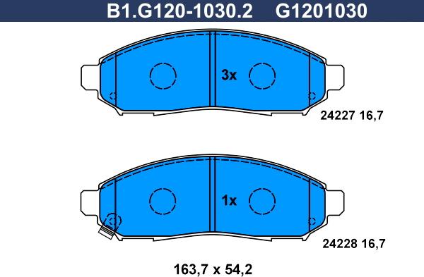 Galfer B1.G120-1030.2 - Bremžu uzliku kompl., Disku bremzes adetalas.lv