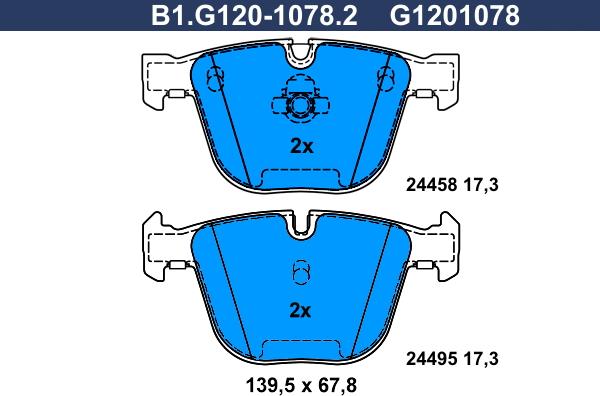 Galfer B1.G120-1078.2 - Bremžu uzliku kompl., Disku bremzes adetalas.lv