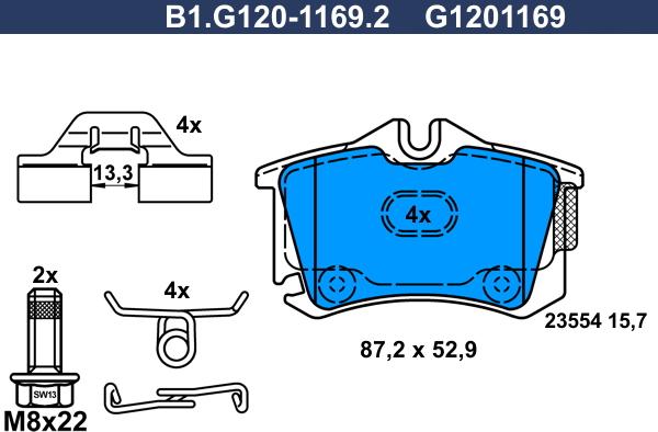 Galfer B1.G120-1169.2 - Bremžu uzliku kompl., Disku bremzes adetalas.lv