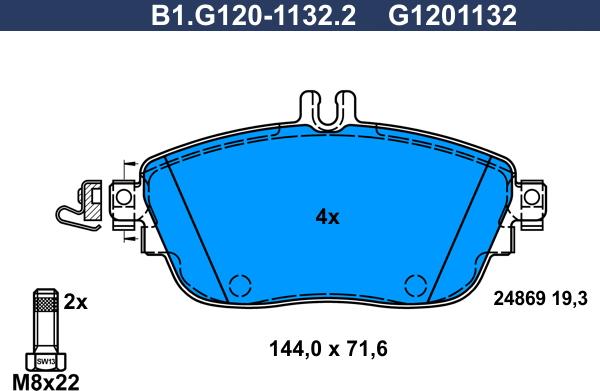 Galfer B1.G120-1132.2 - Bremžu uzliku kompl., Disku bremzes adetalas.lv