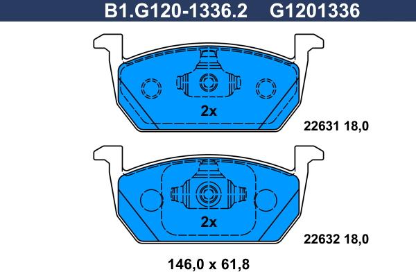 Galfer B1.G120-1336.2 - Bremžu uzliku kompl., Disku bremzes adetalas.lv