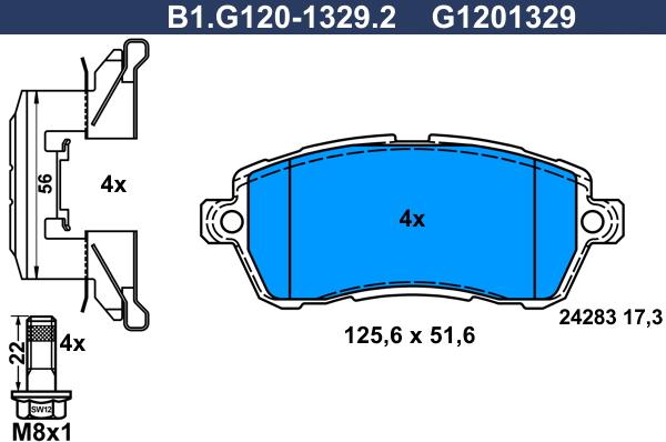 Galfer B1.G120-1329.2 - Bremžu uzliku kompl., Disku bremzes adetalas.lv