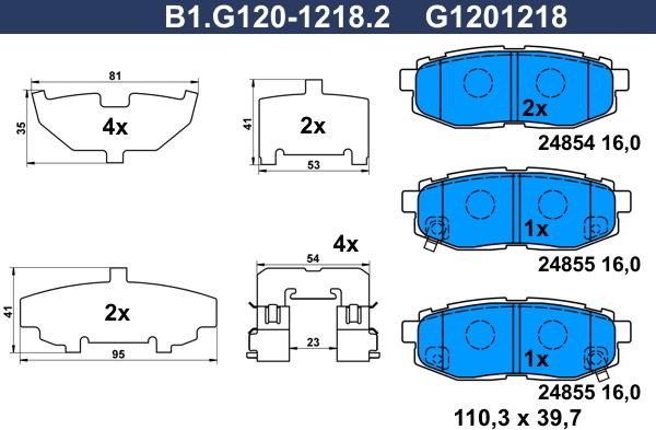 Galfer B1.G120-1218.2 - Bremžu uzliku kompl., Disku bremzes adetalas.lv