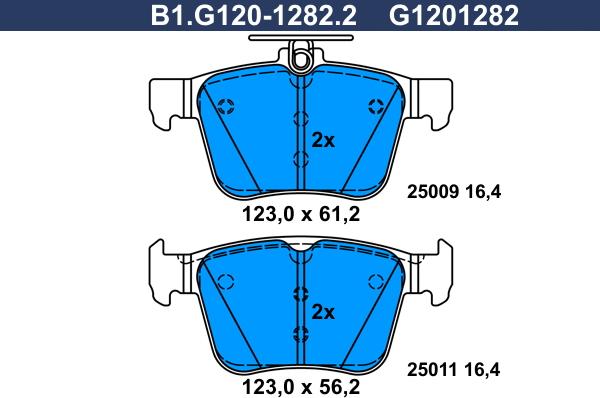 Galfer B1.G120-1282.2 - Bremžu uzliku kompl., Disku bremzes adetalas.lv