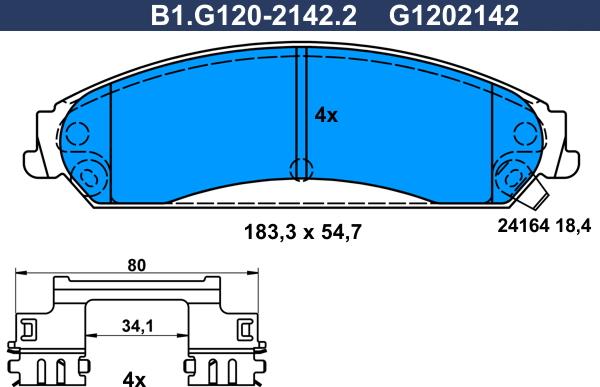 Galfer B1.G120-2142.2 - Bremžu uzliku kompl., Disku bremzes adetalas.lv