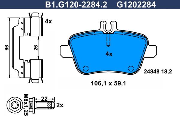 Galfer B1.G120-2284.2 - Bremžu uzliku kompl., Disku bremzes adetalas.lv