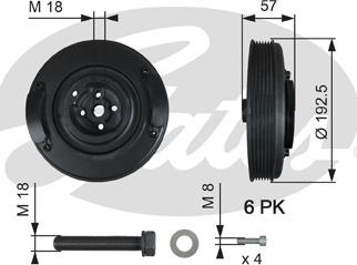 Gates TVD1033A - Piedziņas skriemelis, Kloķvārpsta adetalas.lv