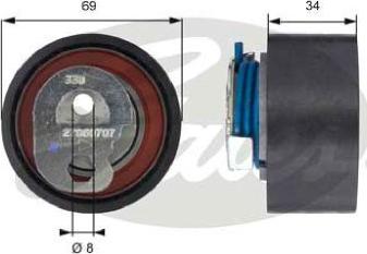 GATES-BR T43163 - Spriegotājrullītis, Gāzu sadales mehānisma piedziņas siksna adetalas.lv