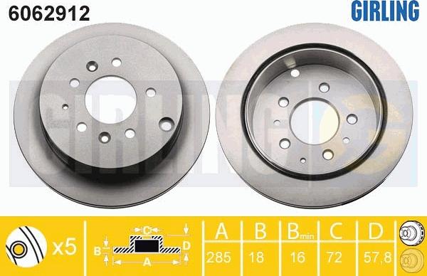 Girling 6062912 - Bremžu diski adetalas.lv