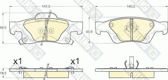 Girling 6144482 - Bremžu uzliku kompl., Disku bremzes adetalas.lv